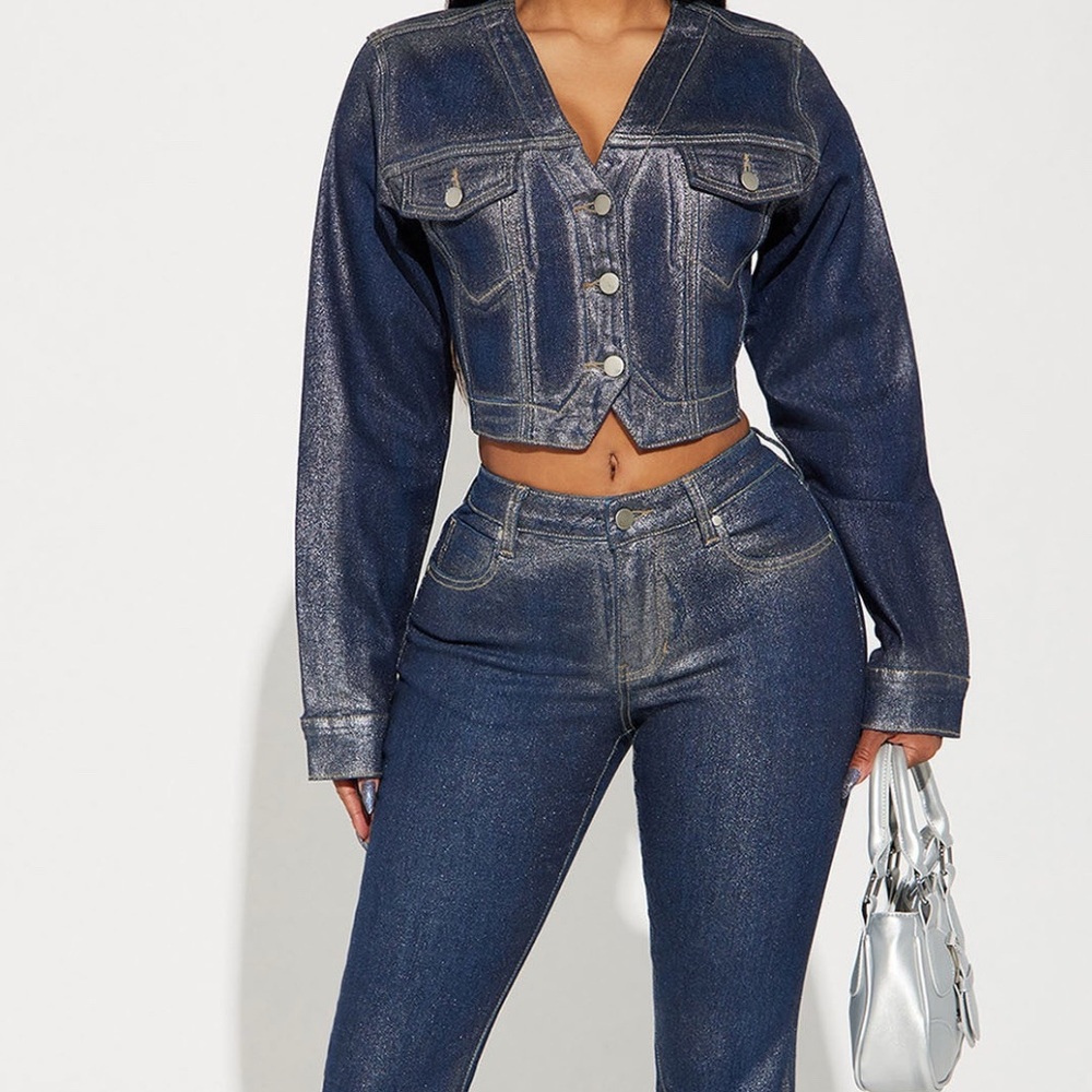 Fashion Nova Denim Jacket and Skirt Set